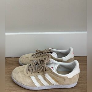 Adidas Gazelle Tan and White Sneakers